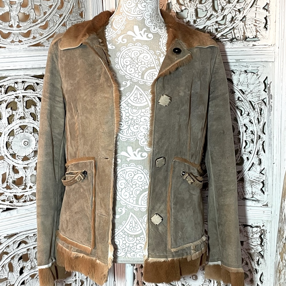 Henry Beguelin sueded goatskin fur lined jacket size 44